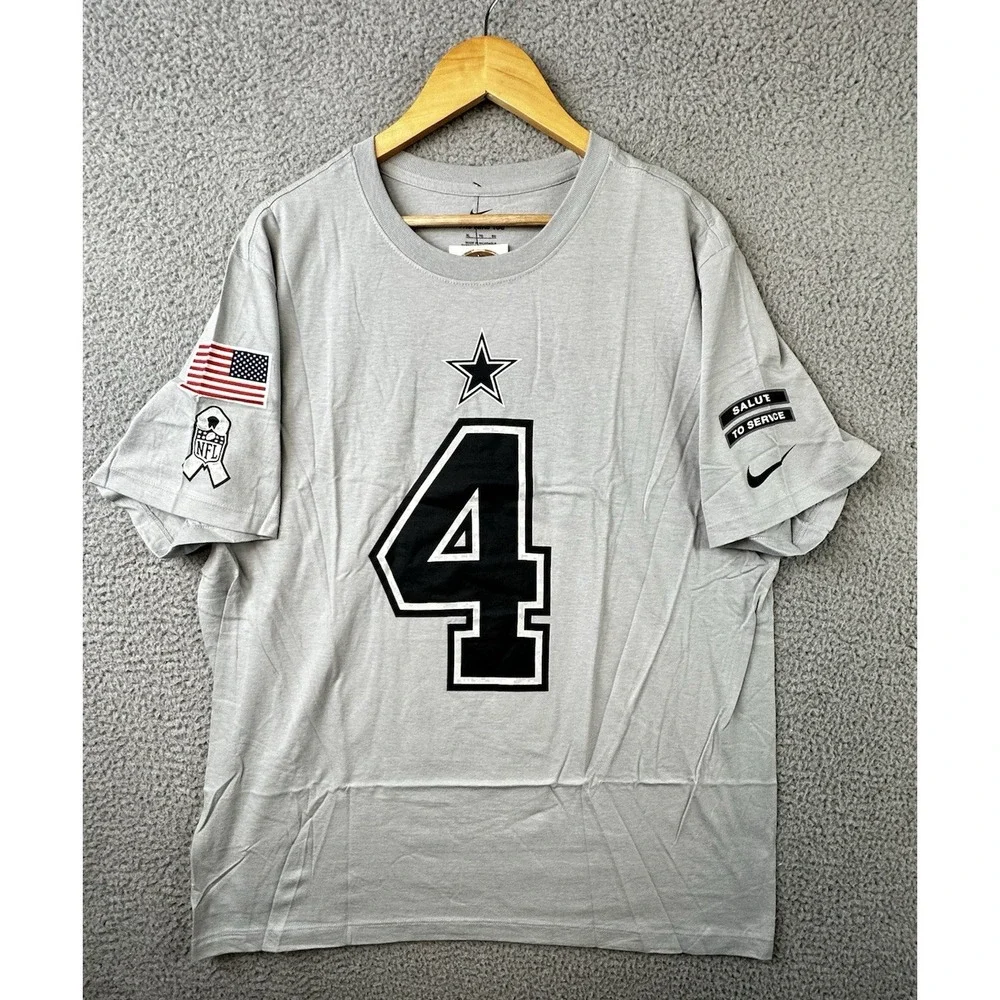 Nike Dak Prescott Dallas Cowboys Salute To Service #4 T Shirt XL Gray NWT